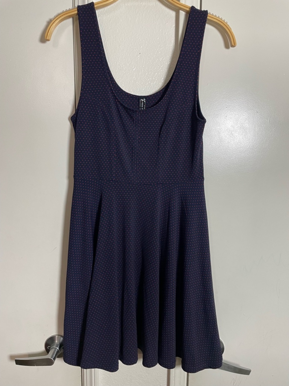 Free People Loving Lola Polka Dot Dress Navy Swing Fit Flare Rockabilly Retro - Picture 2 of 3